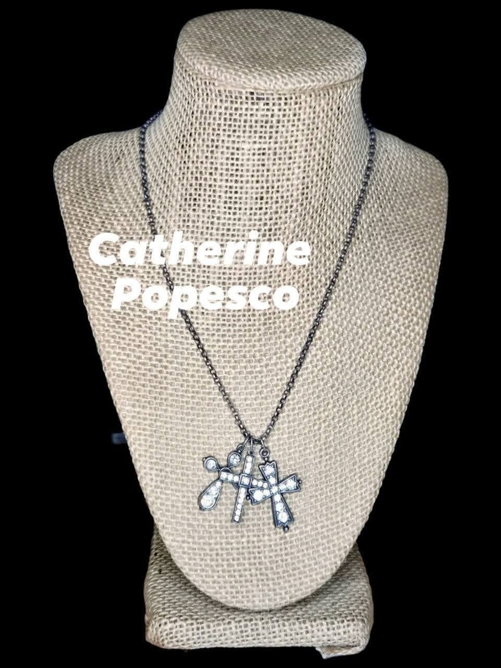 Vintage Catherine Popesco Multi-Charm Cross Necklace